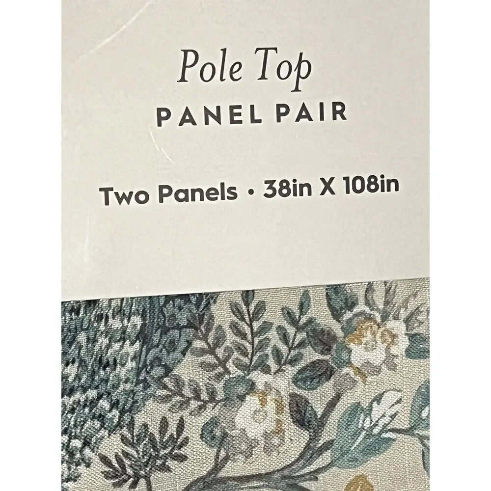 Laura Ashley Belvedere Peacock Curtains 2 Panels TURQUOISE BLUE 38”x 108”